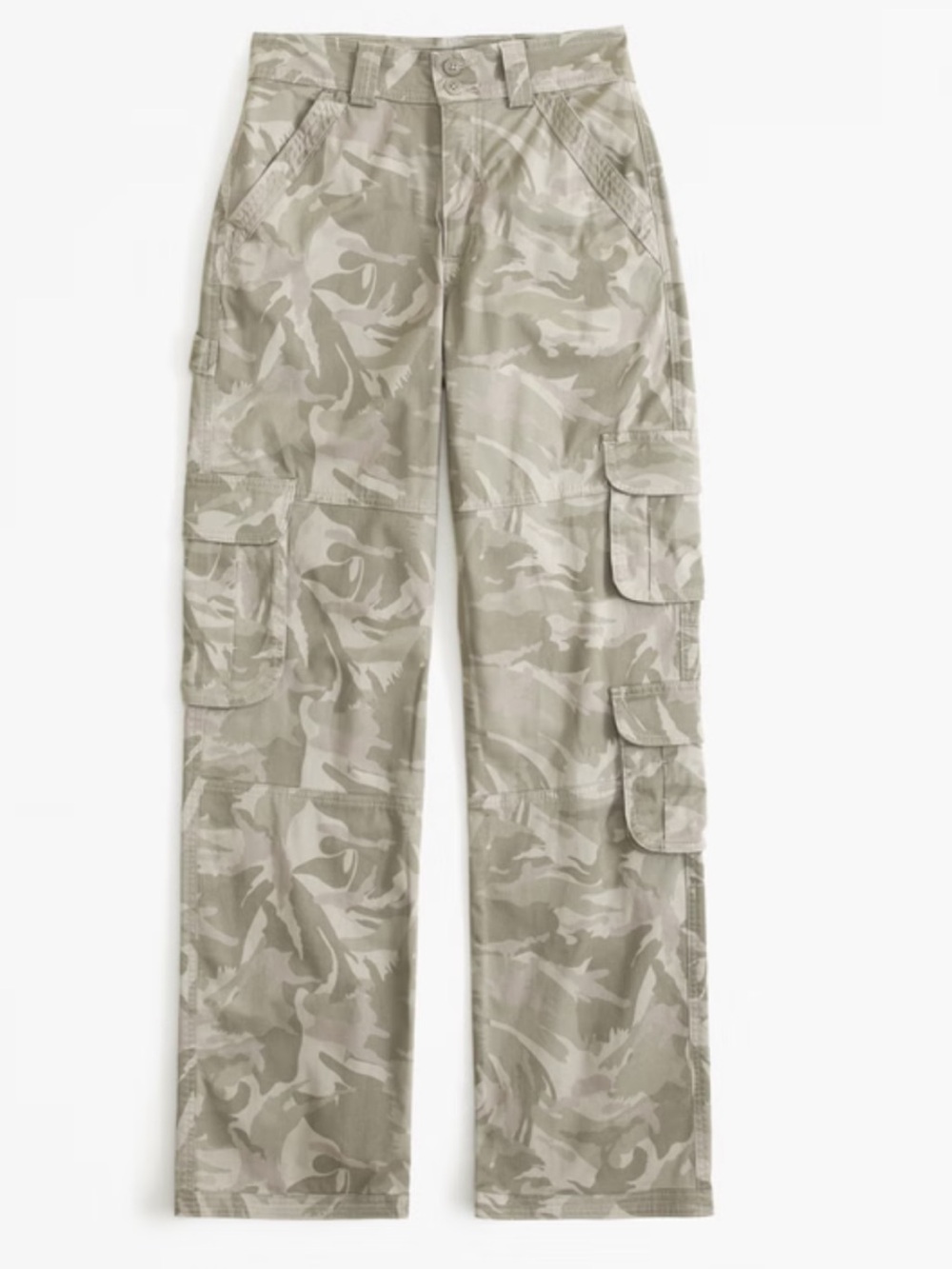 Abercrombie & Fitch Women's Straight-Leg Cargo Pants in Light Khaki Camo